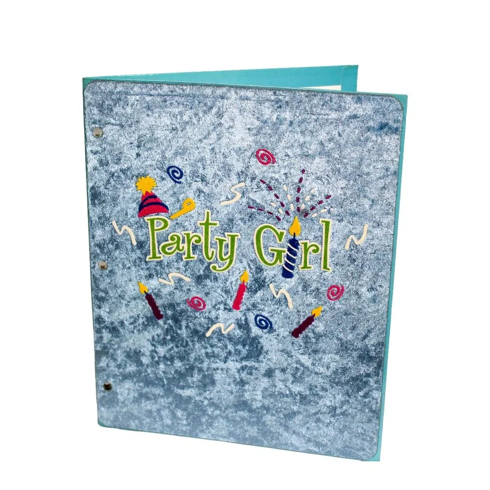 Vintage 2006 Y2K Velvet “Party Girl” Folder with Pockets – Retro School Supply,